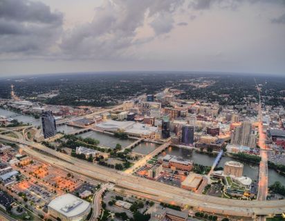 Downtown GR wide aerial